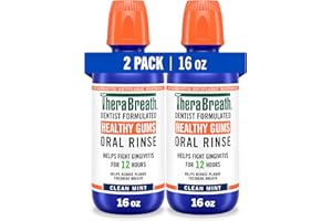 THE BREATH CO. TheraBreath Healthy Gums Oral Rinse, Antigingivitis, Clean Mint Flavor, Dentist Formulated to Help Prevent Gingivitis and Support Gum Health, Alcohol Free, 16 Fl Oz (Pack of 2)