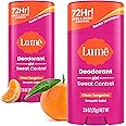 Lume Deodorant Plus Sweat Control - Smooth Solid Stick - Maximum Strength Antiperspirant - 72 Hour Odor And Sweat Control - Baking Soda Free, Skin Loving - 2.6 ounce (Clean Tangerine) Pack of 2