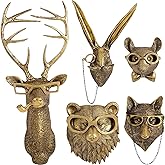 UITWMKTG 5 Pack Animal Head Wall Decor Gold Wall Sculpture Home Decor for Office Bedroom Modern Decor for Men Women