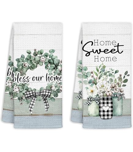 4 Pcs Spring Daisy Kitchen Towels - 27.5x20 Inch Watercolor Floral Absorbent Dish Cloths