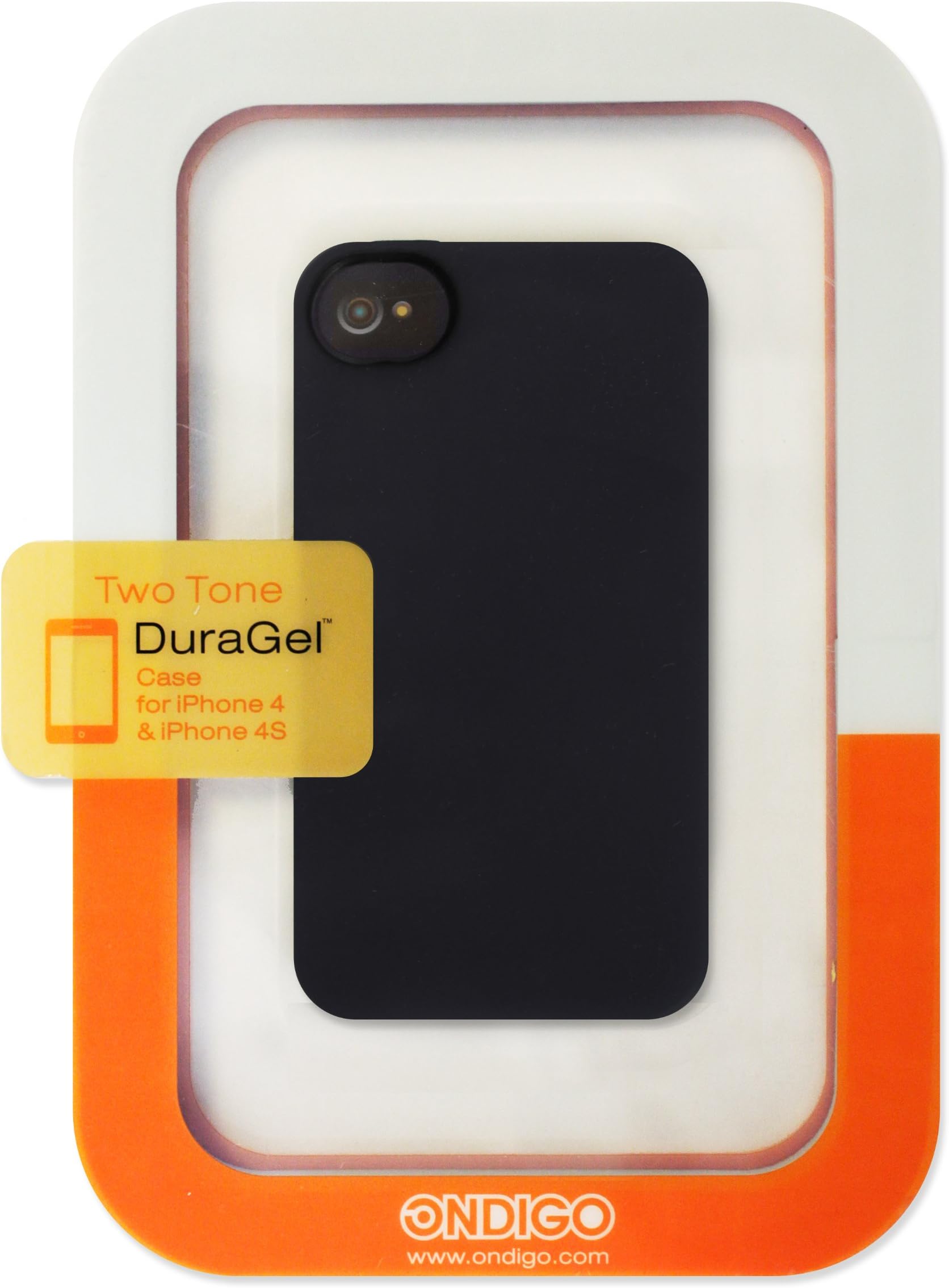 Ondigo - iPhone 4/4s Two Tone DuraGel Case - Solid Black & Grey