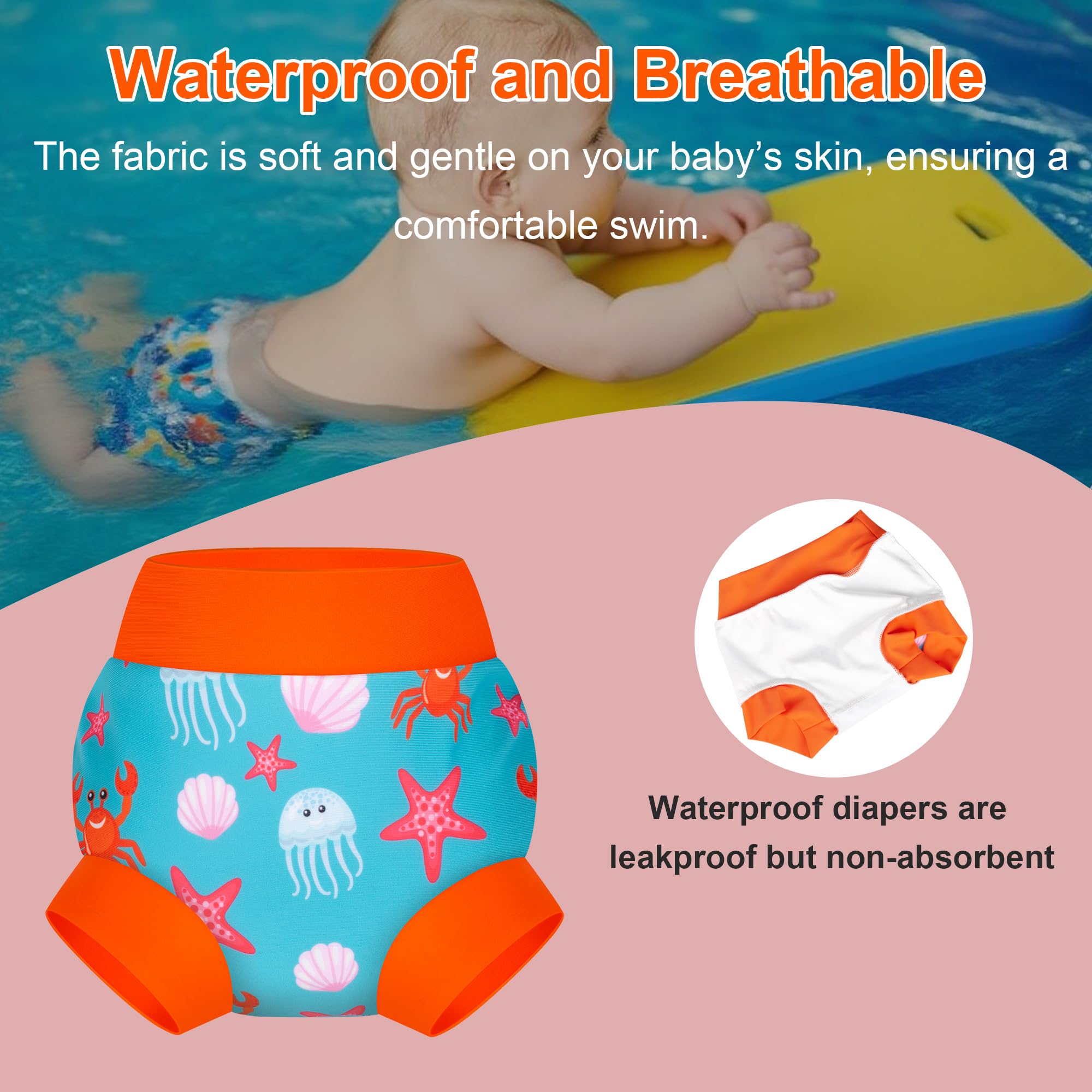BIG ELEPHANT Baby Schwimmwindeln 3er Pack – Wiederverwendbare, Verstellbare & Waschbare Badehose für Babys & Kleinkinder 5