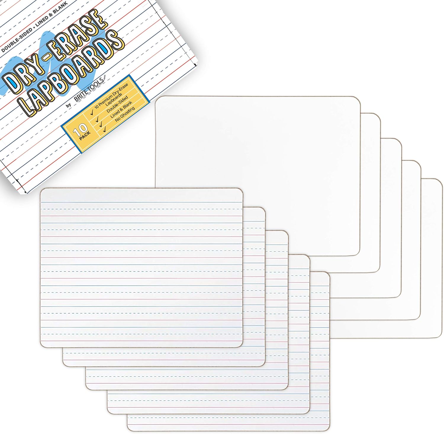 Brite Tools Double Sided Lined Dry Erase Boards, Ruled and Plain with