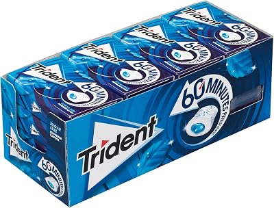 Trident 60 minutos menta - pastilhas sem açúcar com sabor a menta - embalagem com 16 recipientes 20 g