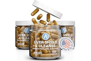 Avenir Nutrition Liver Shield & Cleanse | Herbal Liver Cleanse Detox & Repair Supplement | Milk Thistle & Artichoke Extract Supplements | Fatty Liver & Health Support | 180 Capsules for Men and Women