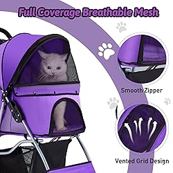 Azaeahom Pet Stroller 4 Wheels Dog Cat Stroller for