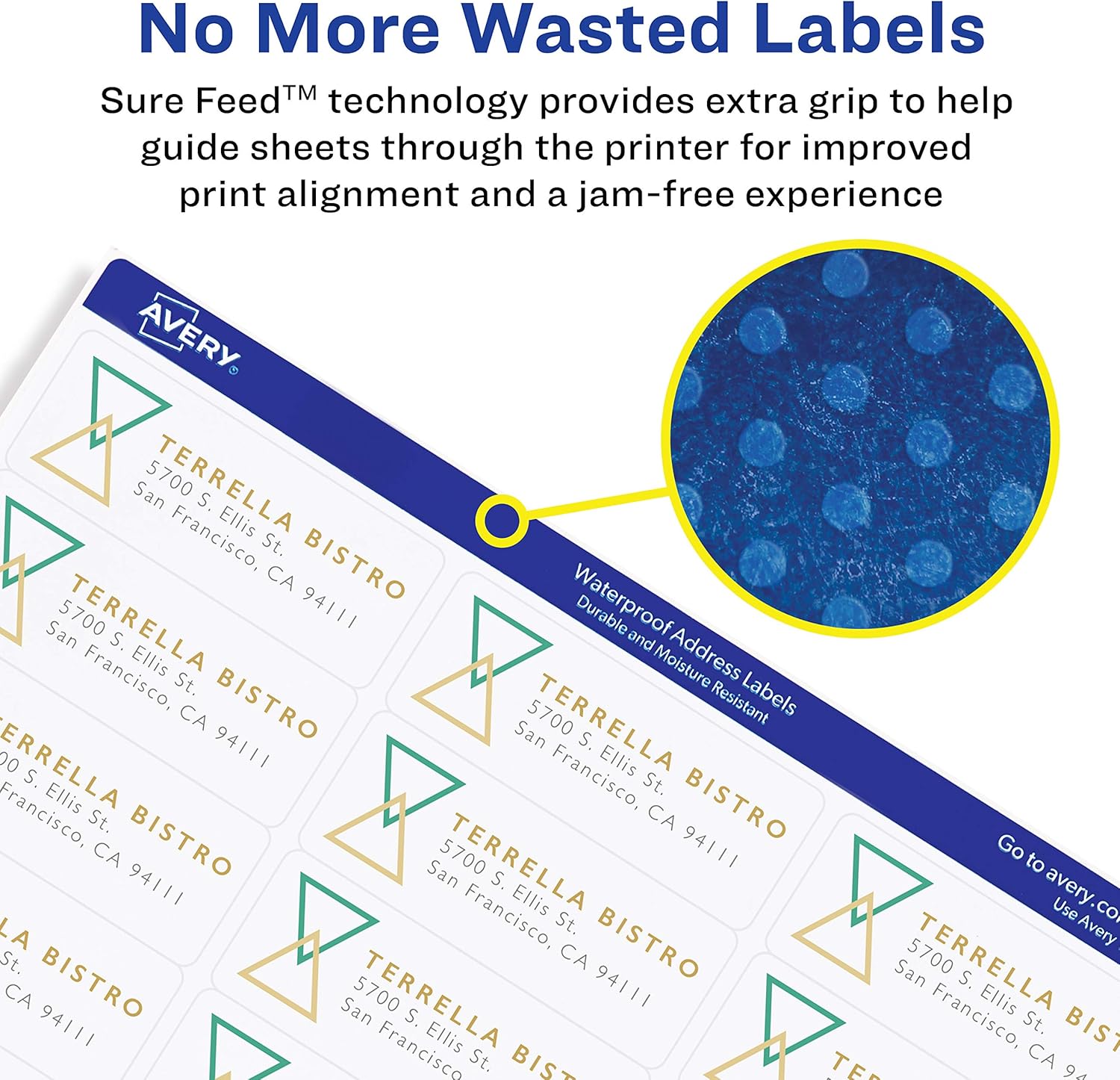 Avery Waterproof Labels with Ultrahold Permanent Adhesive, 1" x 2-5/8", 1, 500 Labels for Laser Printers (5520) : Avery Waterproof Labels : Office Products