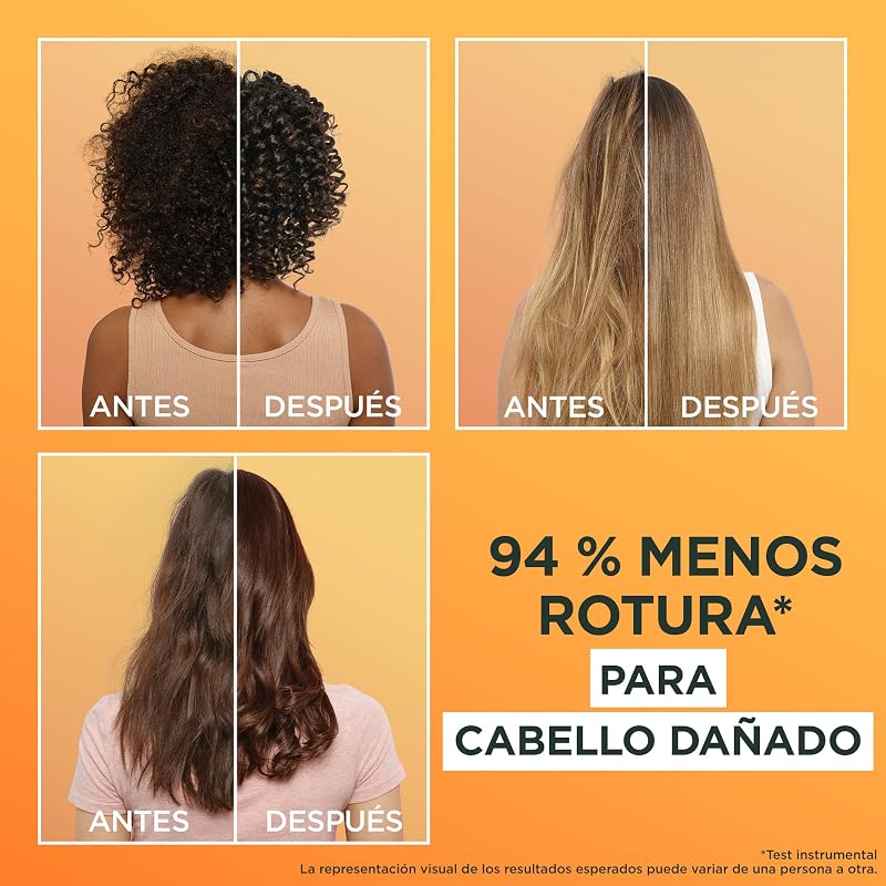 Garnier Fructis Hair Food Pack, champô de papaia, amaciador e máscara, desembaraçantes, reparação intensiva de cabelo danificado, 98% de ingredientes Origem natural, vegan, embalagem sem silicone de 350ml e 400ml
