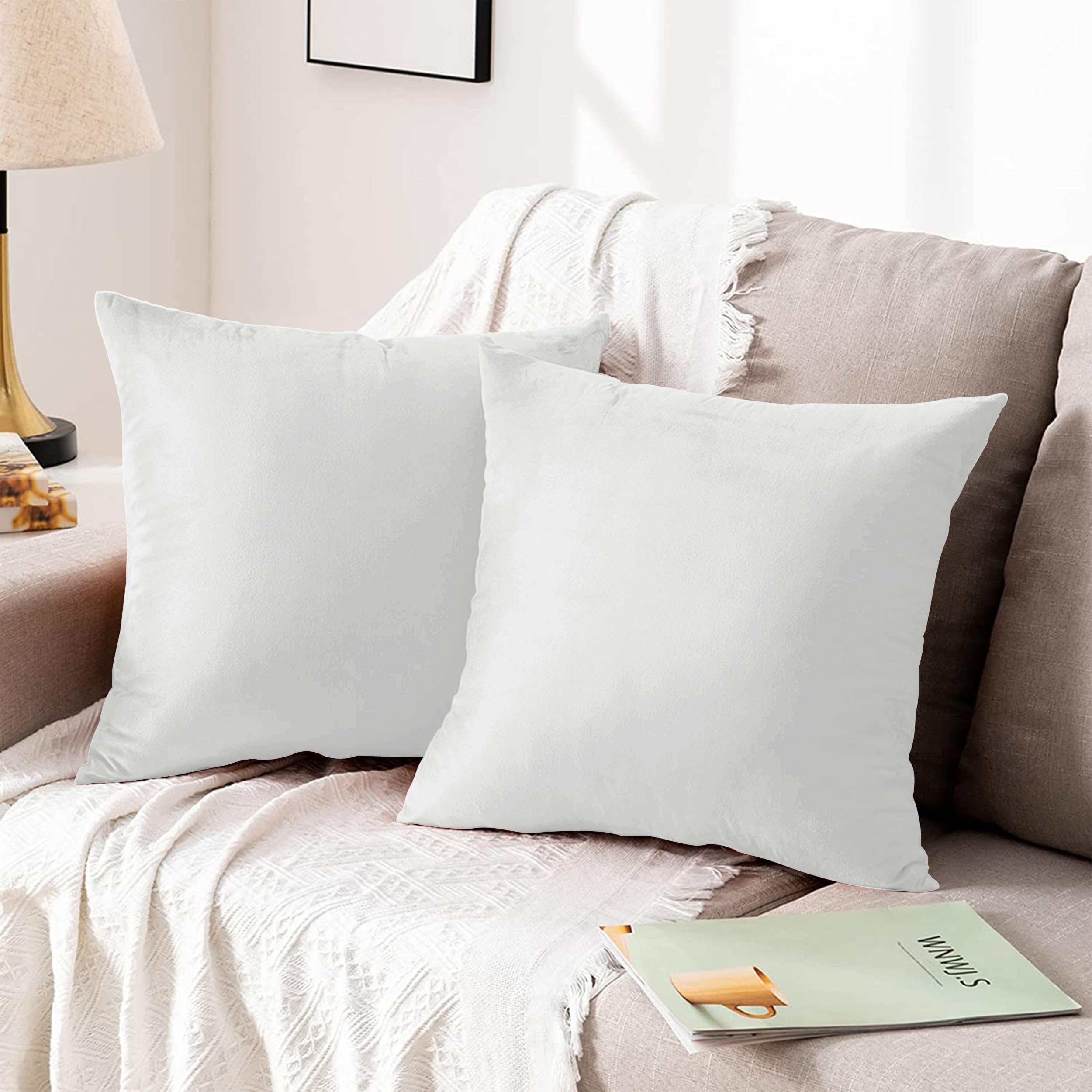 Hafaa Cushion Covers 45 x 45 cm (Pack of 2) - Decorative Square Throw Pillow Covers - Luxury Soft White Cushion Cover for Sofa Bedroom Couch, 18x18 Inches