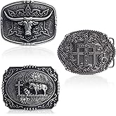Suncalla 3 Pcs Western Rodeo Belt Buckle for Men Women Cross Cowboy Cowgirl Vintage Longhorn Kneeling Horse Bull eagle