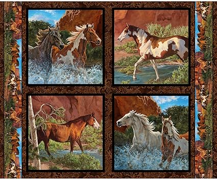 Amazon Com Horse Fabric Wild Wings Pillow Panel Rivers Edge