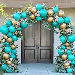 RUBFAC 129pcs Teal Blue Balloons Different Sizes 18