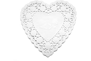 HOFFMASTER 6 Inch Heart Shaped White Lace Paper Doilies 100 Count