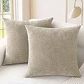 CaliTime Throw Pillow Covers Decorative 20 X 20 Inches Pack of 2 Cozy Chenille Cushion Cases for Couch Sofa Bed Living Room Home Light Taupe