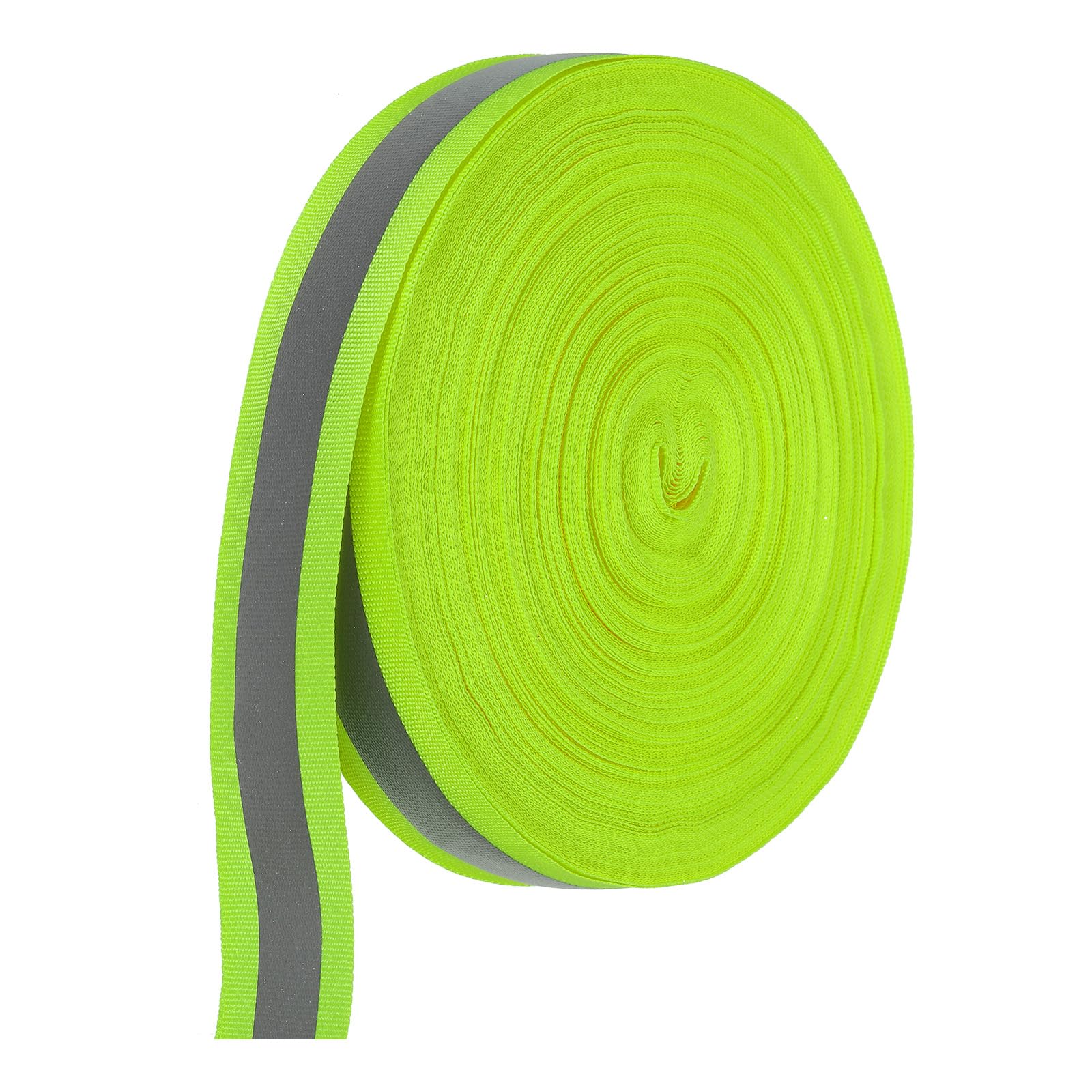 PATIKIL Reflective Tape Strip, 30mm x 50Yards High Visibility Reflective Tape Sew-on DIY Warning Safety Fabric Webbing for Clothing Raincoats, Fluorescent Green