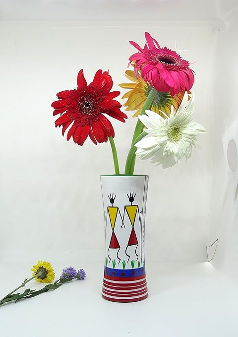 Buy Wooden Vase With Warli Painting Multicolor Online At Low