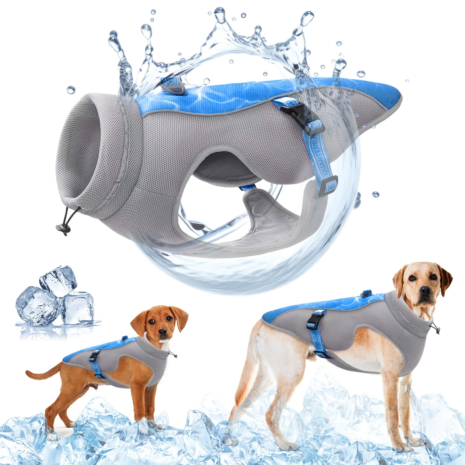 Upgraded Dog Cooling Vest with Reflective Strips - Sun Protection Jacket for Small Medium and Large Dogs, Breathable Mesh Harness for Running, Summer Sports, and Traveling - Adjustable Straps, Blue — image 1