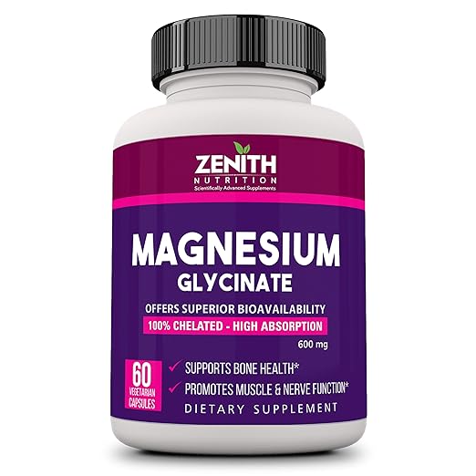 Zenith Nutrition High Absorption Chelated Magnesium Glycinate 600mg