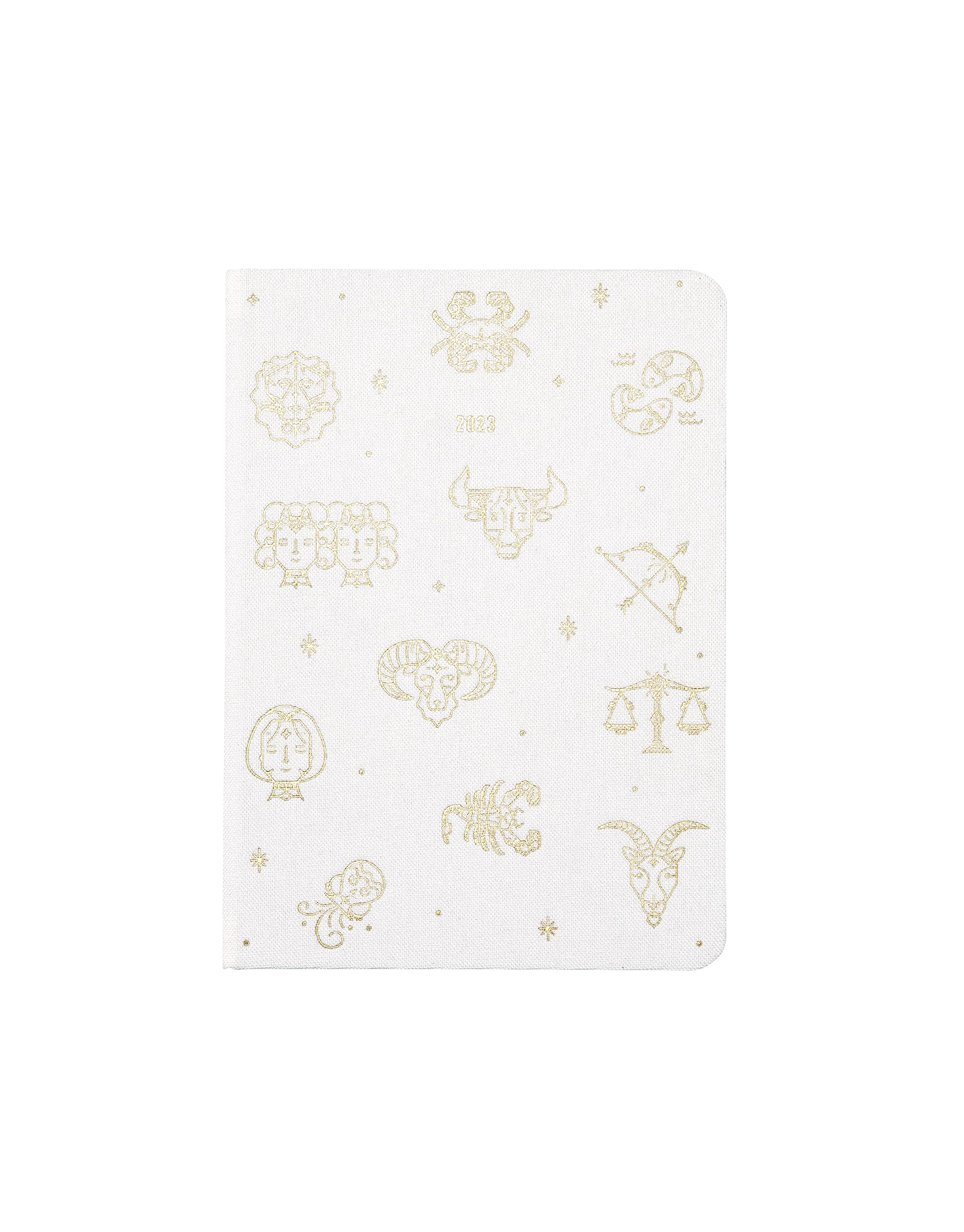 Letts of London Zodiac A6 day to a page with appointments 2023 diary - Ivory, 23-082305