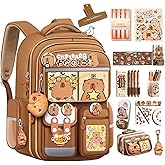 Gowcxn Capybara Backpack for School – Cute Kawaii Cartoon Backpack for Girls & Boys, Funny Kids Supplies, Capybara Gifts