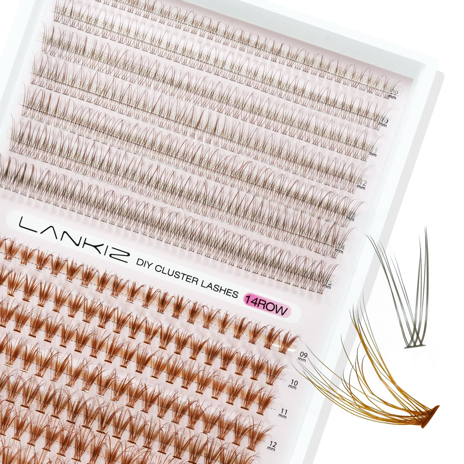 LANKIZ Fluffy Individual Lashes, Brown 12D+20D Wispy Lash Clusters 3D Natural Look Eye Lash Extensions for DIY Makeup Cluster Eyelash Extensions, Vegan Faux Mink Lashes — image 1