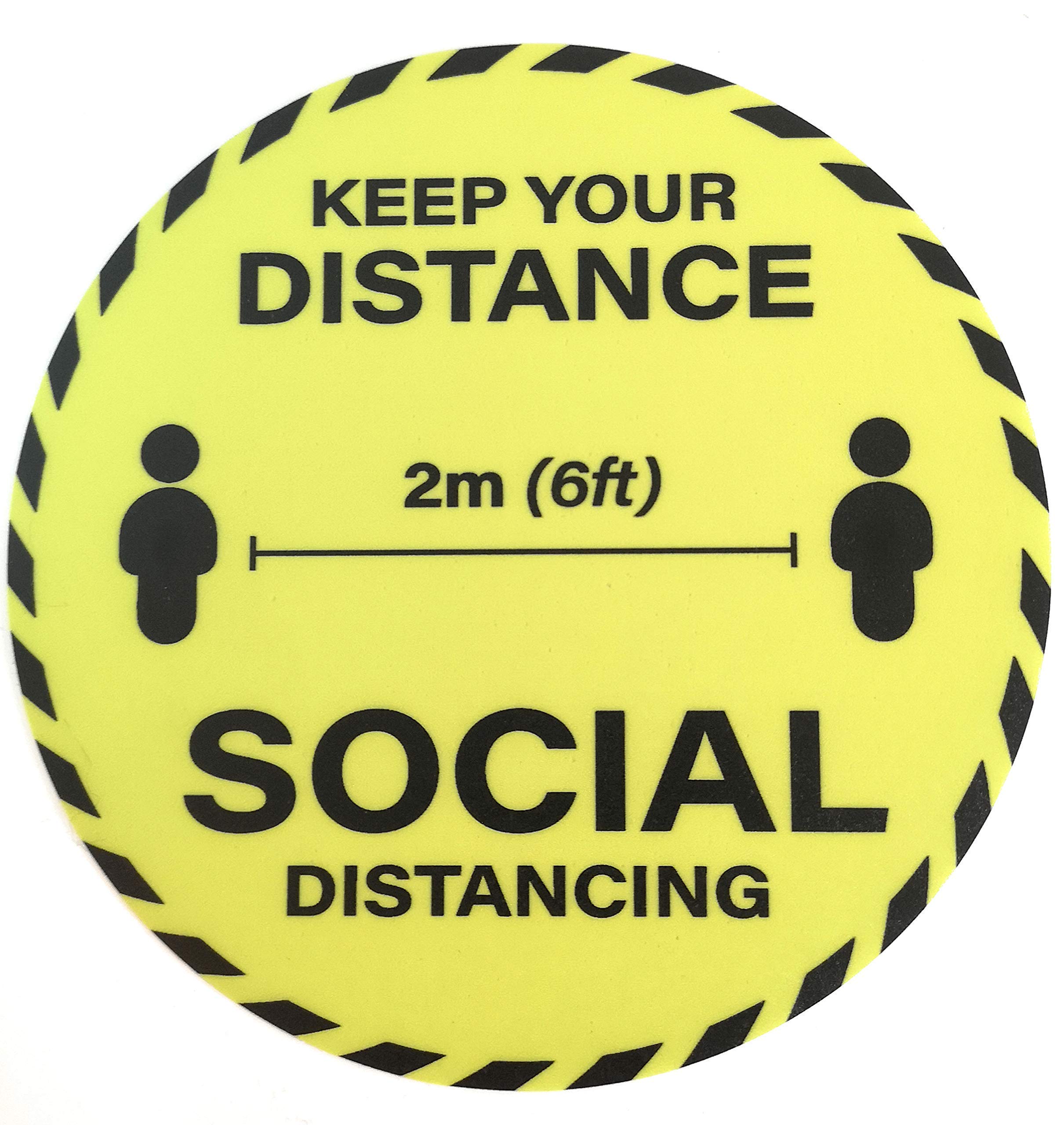 Cannapina COVID Signs - Social Distancing Floor Stickers - Warning Keep 2 Metre Social Distancing Sign - Removable Self Adhesive, Anti Slip Tape Circle Vinyl Stickers - 220mm X 220mm