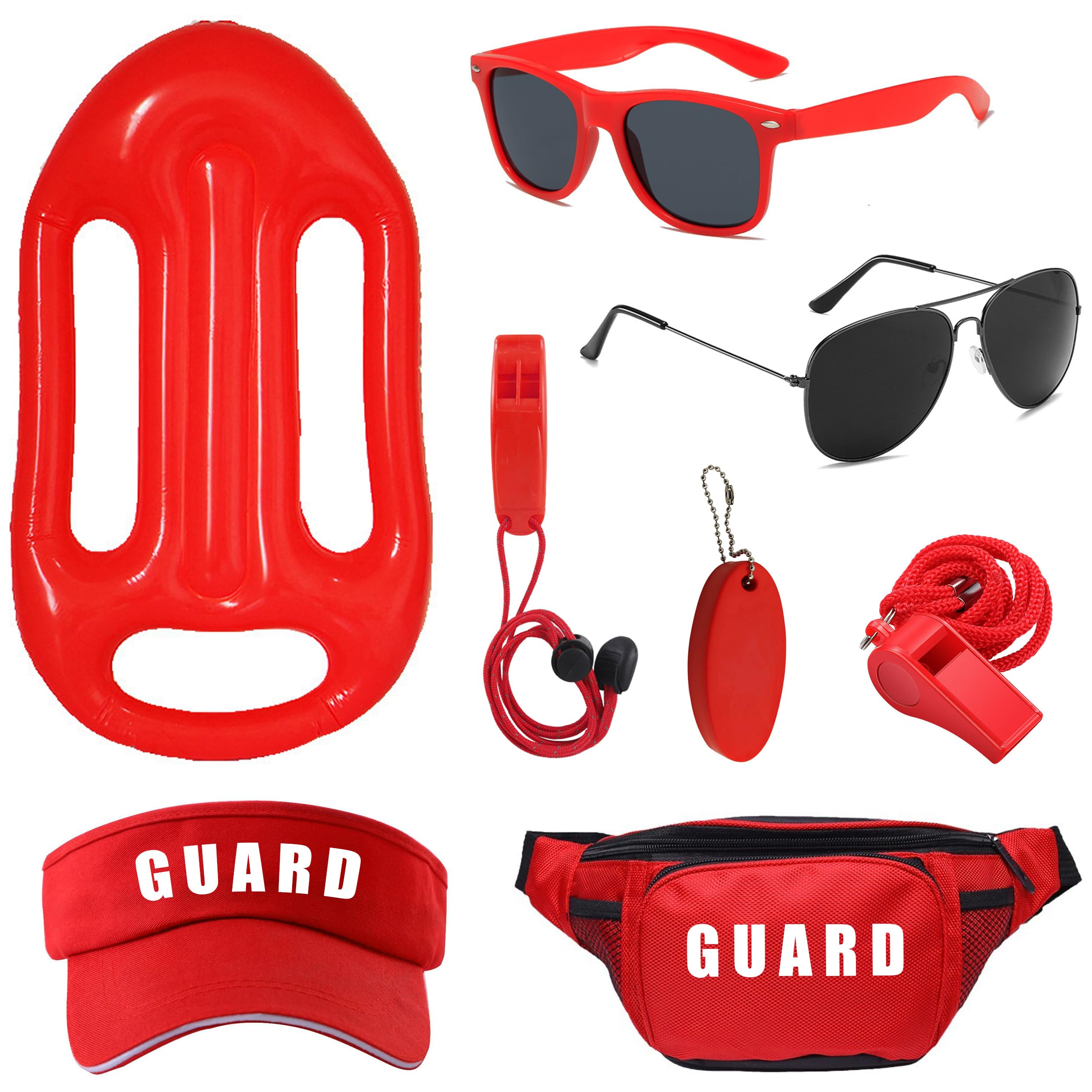 Photo 1 of GIFIKOI 9Pcs Guard Costume Set for Women Men Fanny Pack Guard Accessories Set for Cosplay Halloween Theme Party Dress Up Red