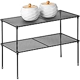 ASTOTSELL 2-Pack Kitchen Cupboard Shelf Organizer for Cabinet, Expandable & Stackable Counter Cupboard Organiser, Storage Rac