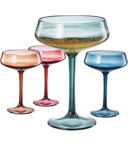 Khen Shatterproof Acrylic Coupe Glasses - Set Of 4, 8oz, Pink Ribbed Vintage Design, Tritan, Indoor/Outdoor