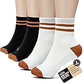 Forever Bambe Mini Crew Socks for Women 4-Pack Cushioned Bottom Retro Striped Socks vintage sock