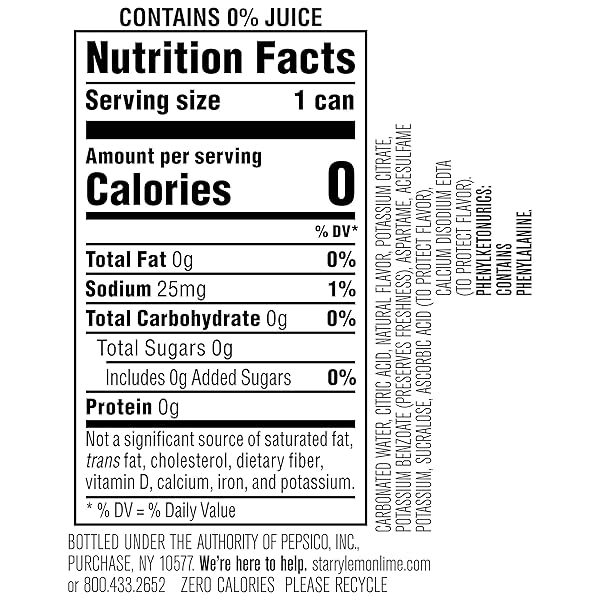 STARRY LEMON LIME SODA POP, ZERO SUGAR, 7.5OZ MINI CANS (6 PACK)