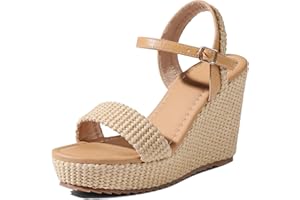 mikarka Women's Espadrille Wedge Sandals: Ankle Strap Platform Open Toe Wedges - Stylish High Heel Dressy Summer Wedges for Women, Inspired by Espadrilles