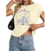 Magical Shirts for Women Magic Kingdom Crop Tops Funny Graphic Tshirt Casual Cap Sleeve Shirt Family Vacation Tops