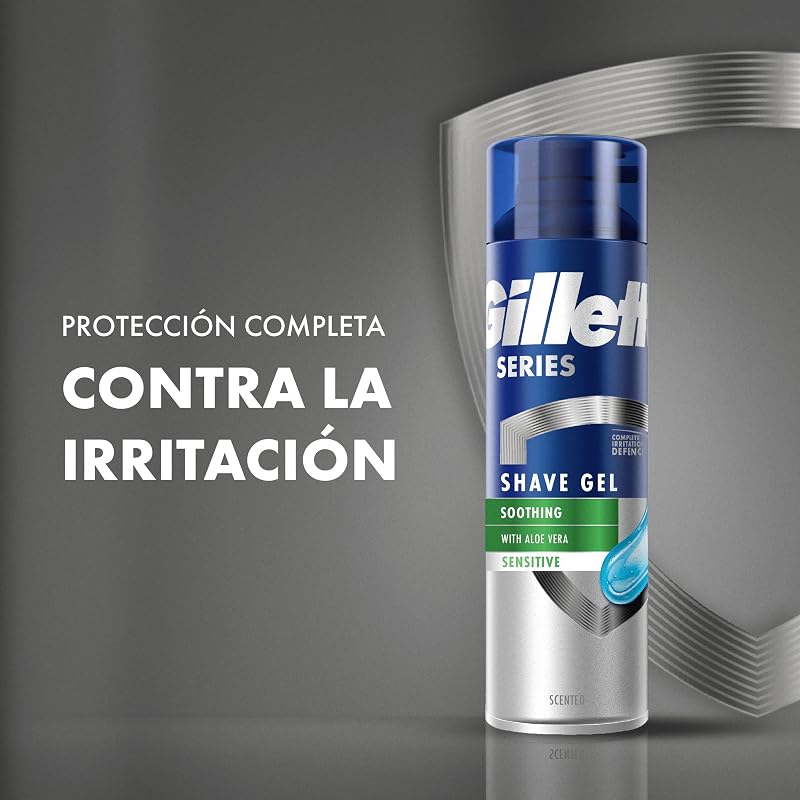 Série de Gel de Barbear Calmante com Aloe Vera, para Barbeador Masculino 200ml