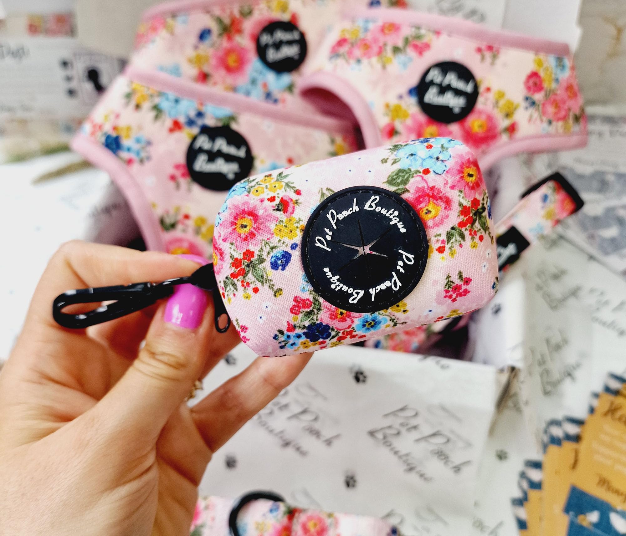 Pet Pooch Boutique COTTAGE FLORAL DOG POO BAG HOLDER