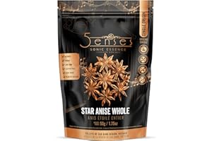 5Senses Star Anise Whole | Sonic Essence | Natural and Pure Whole Star Anise Pods for Gourmet Cooking, Baking | No Additives 