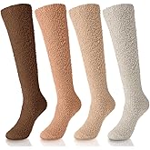 Geyoga 4 Pairs Long Fuzzy Socks for Women Soft Warm Fluffy Knee High Socks Plush Winter Cozy Long Stockings