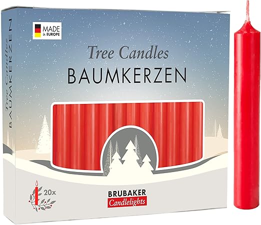 Amazon Com Brubaker Tree Candles Pack Of 20 Red 3 75 X 0 5 Inches 9 5 X 1 27cm Pyramids Chimes Made In Europe Home Improvement