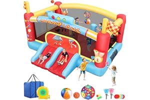 AKEYDIY Big Inflatable Bounce House for Big Kids, 13FT Outdoor Inflatable Bouncers with Blower, Double Basketball Hoop, Throw Ball Game, Punching Game, Jumping Bouncy Castle (Extra Large Bounce House)
