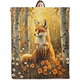 xmwjfd Elegant Fox Blanket, Cozy Plush Beautiful Autumn Forest View Throw Blanket for Couch Bedroom Outdoor, Lightweight Soft Flannel Travel Blankets, Gifts for Women Adults Kids, Warm Decor 50"×60"