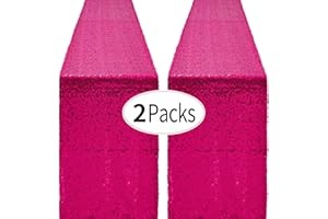 PUFOGU 2 Packs 12 x 72 inches Hot Pink Sequin Table Runner, Glitter Fuchsia Runner for Birthday Party Supplies Decorations Wedding Bachelorette Holiday Celebration Bridal Shower Baby Shower