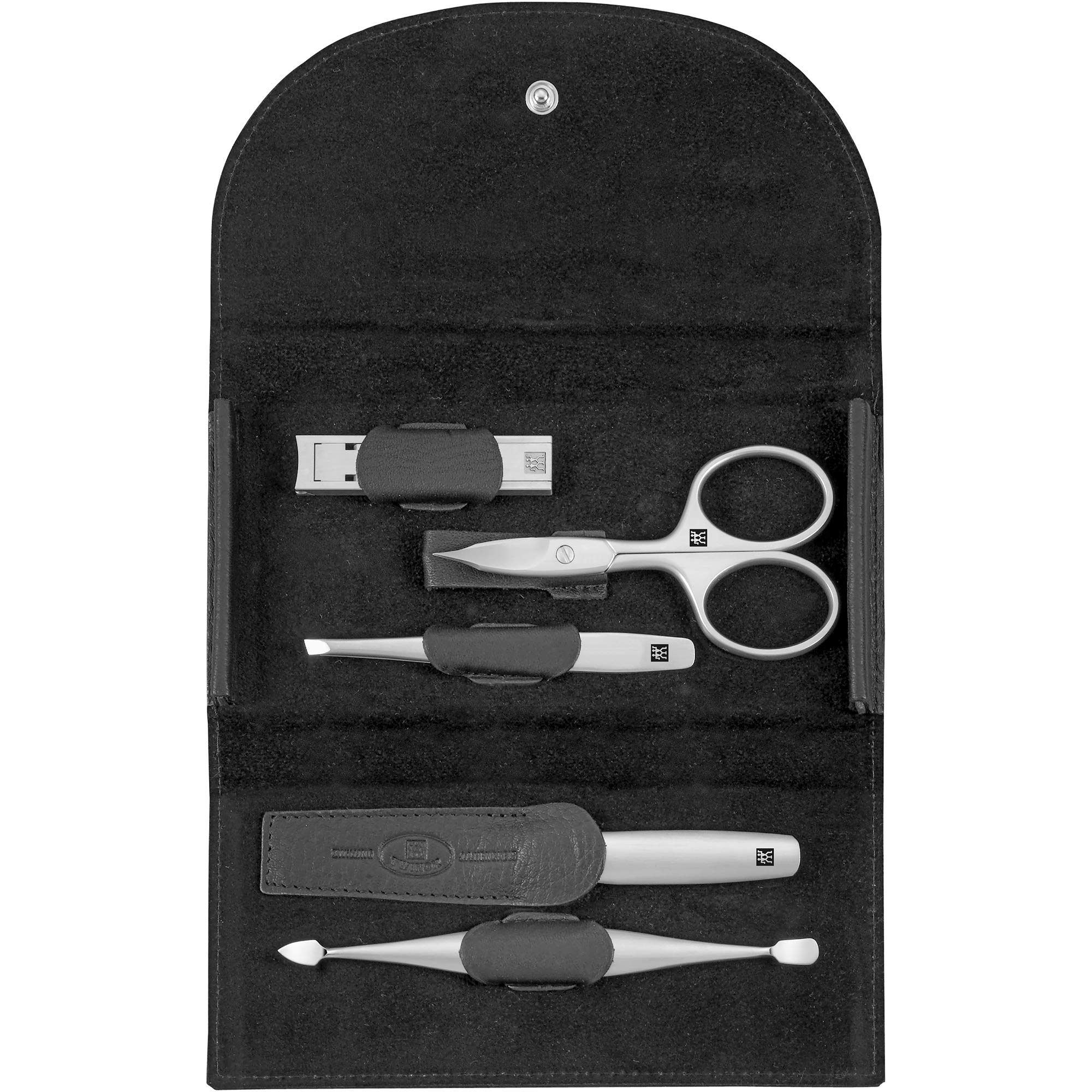 Zwilling Twinox Manicure Set 5 Pieces Pedicure Care Hands Feet Travel Man Woman Cowhide Black 97404-004-0