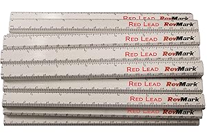 RevMark Carpenter Pencil 24 Pack White with Red Lead and Printed Ruler, Made in The USA. Quality Cedar Wood for Carpenters, Construction Workers, Woodworkers, Framers. Medium Lead Bulk Lumber Pencils