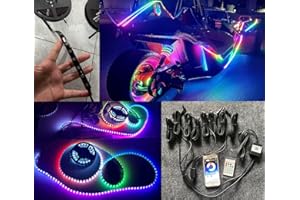 YDZWAVUI 8PCS 4FT Full Tinted LED Black Out PCB Smoked Chasing + RGB Multi-Color + Solid Color Light Strips for Polaris Slingshot Hood Lights Car Truck Front Grille Ryker Spyder APP+RF
