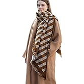 Wander Agio Diagonal Checkered Scarf Winter Shawl Thick Cashmere-Like Soft Wrap Warm Scarves Womens Plaid Shawls