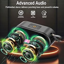 Portable Bluetooth Speaker with LED Lights, 24W