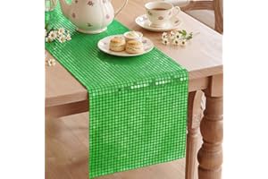 Artoid Mode Green Glitter Disco Sequin Table Runner, Retro Theme Kitchen Dining Table Decoration for Bachelorette Home Party 
