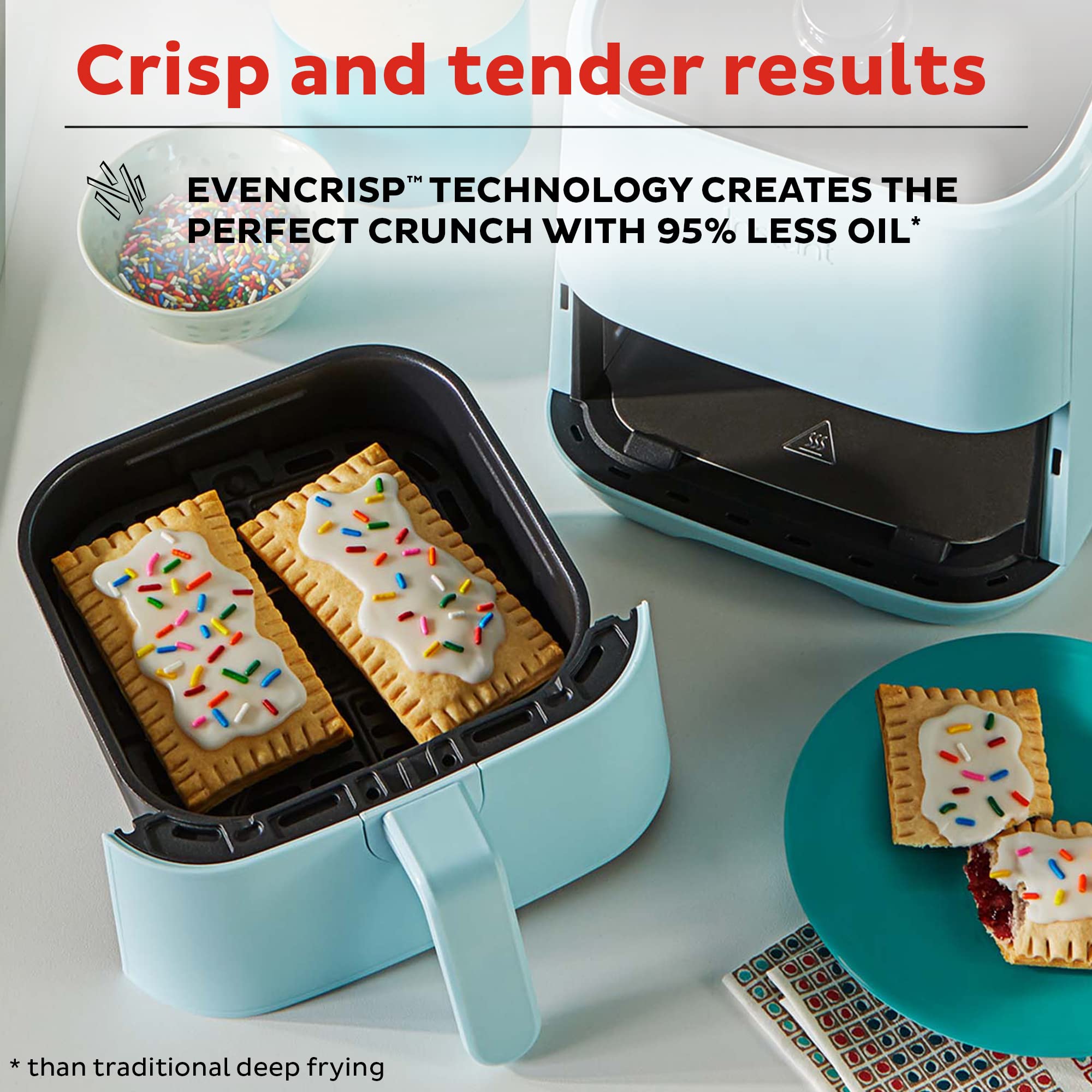 Mini freidora de aire Instant Pot Vortex 2QT, pequeña freidora de aire que crujiente, recalienta, hornea y asa para comidas rápidas y fáciles, incluye más de 100 recetas en la aplicación, es apta para lavavajillas, de los creadores de Instant Pot, Aqua