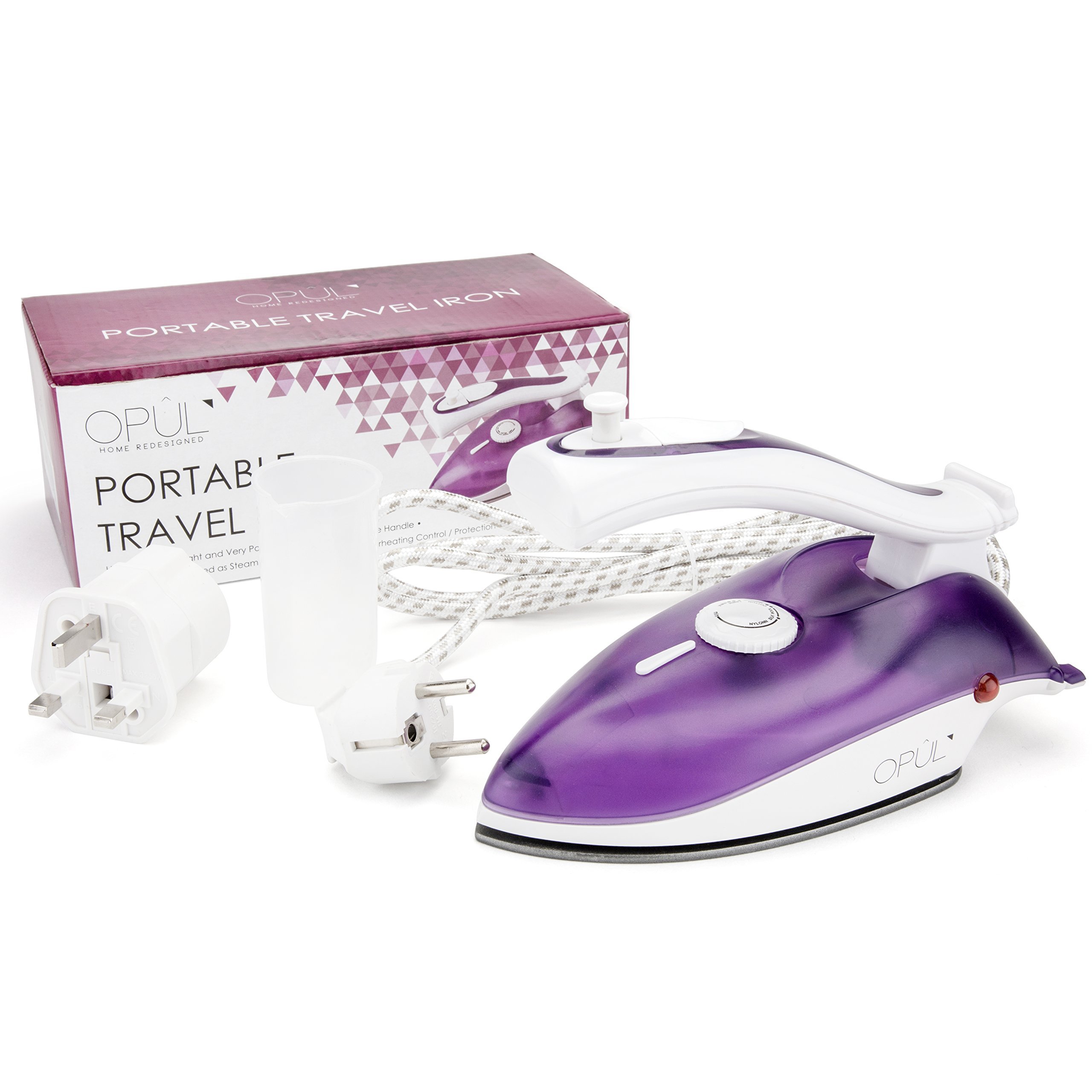 Mini Fer à Repasser de Voyage, Fer à Vapeur de Voyage, Mini fer, Portable, Ergonomique, Plaque non Collante, Sûr et Compact pour Voyage par Opul