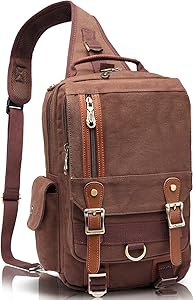KAUKKO Canvas Messenger Bag Cross Body Shoulder Sling Backpack Travel Hiking Chest Bag